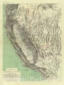 California, Nevada, Oregon, and Idaho - Geomorphic Map, 1908