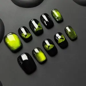 10pcs Cool & Cat Eye Snake Eye Press on Nails, Stiletto Nails, Gothic Y2K Style, Removable Reusable Manicure, Daily & Party Wear