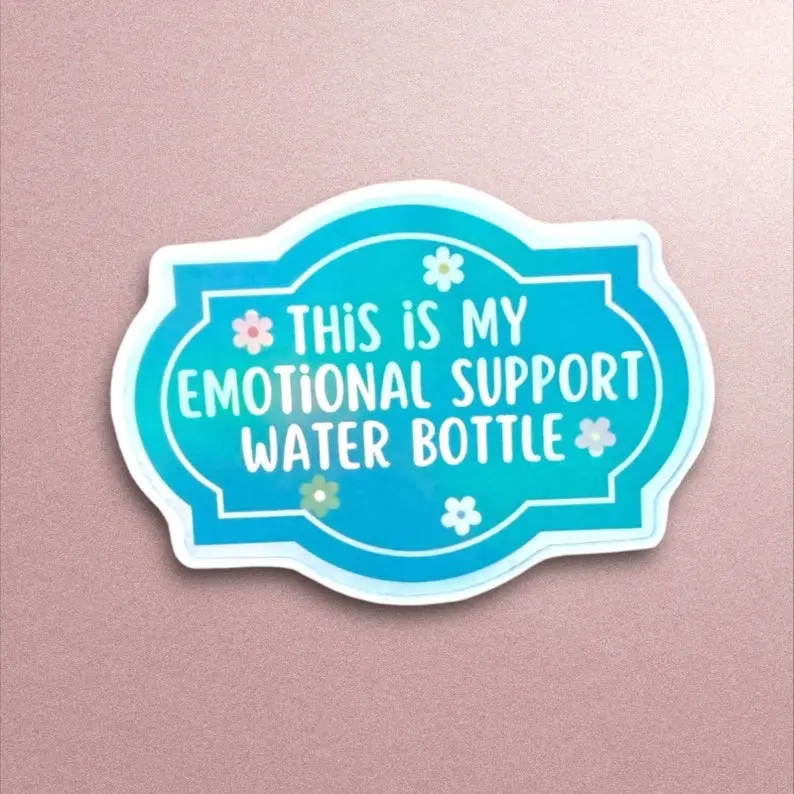 Holographic Emotional Decor Stickers - 3 in Durable Laminated Waterproof Room Decor, Self-Care Accessory to Express Emotions, Great Gift for Colleagues' Water Bottles