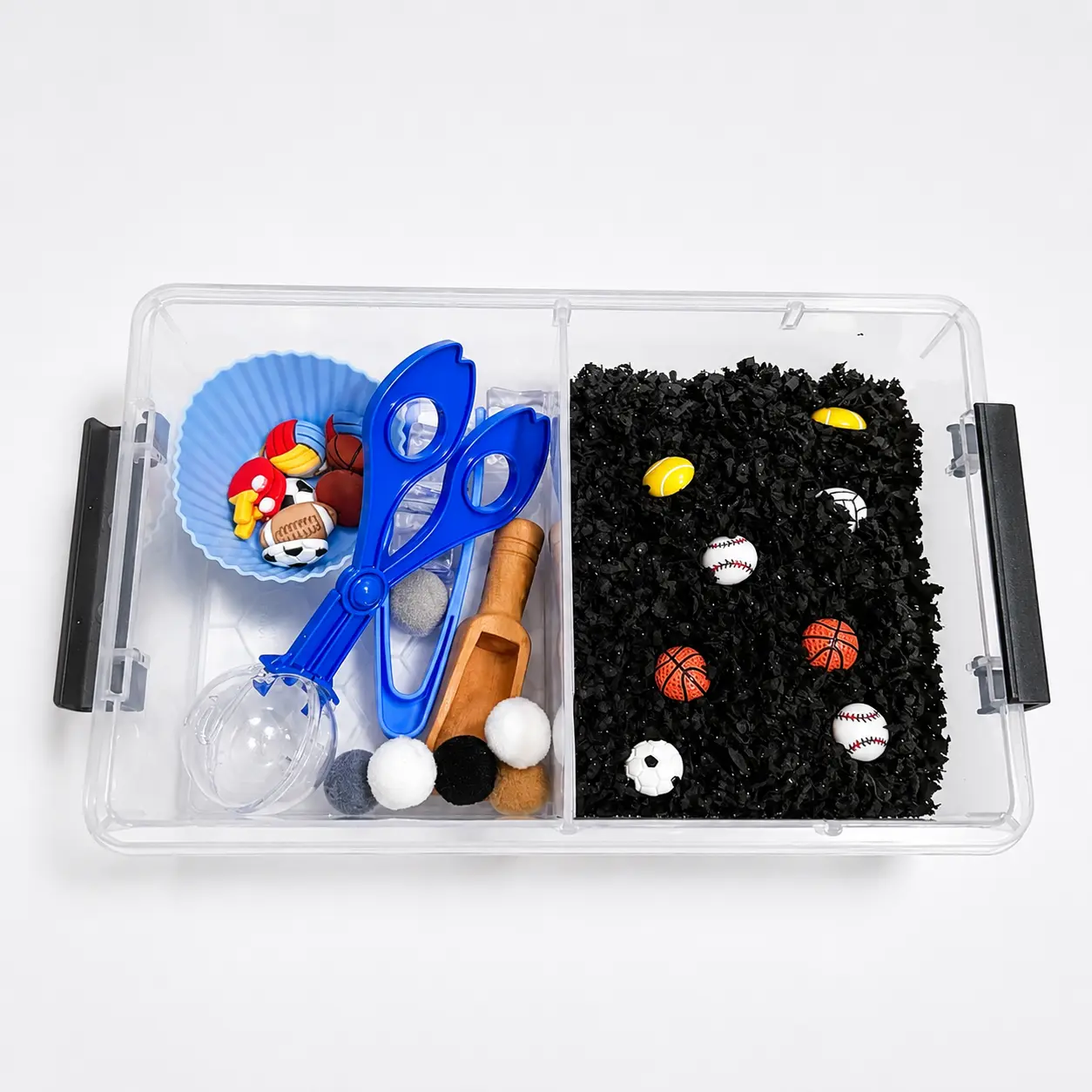 Sports Enthusiast grab and play  sensory bin