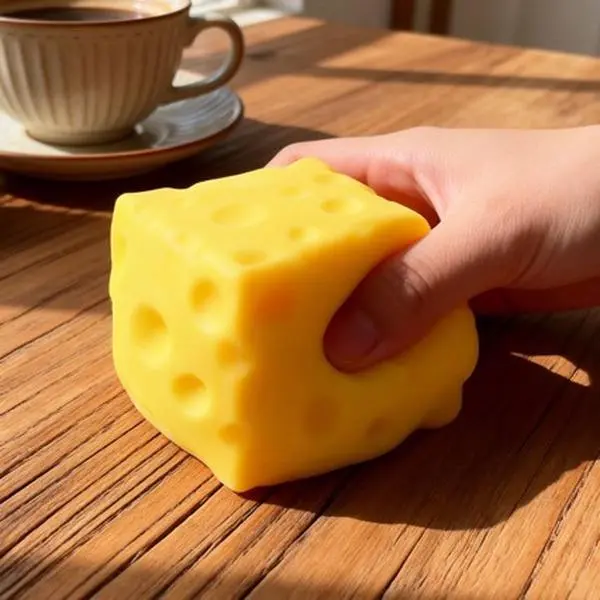 4.3-in Squishy Silicone Cheese Box with Maltose Squeeze - Durable PU Oddly Satisfying Slow-Rise Stress Relief Toy, Collectibles Fidget for Easing Anxiety, Unisex Creative Party Gift