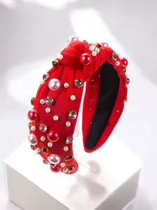 A Love Bomb Top Knot Faux Pearl and Rhinestone Headband Jewellery for Special Occasions and Daily Wear Versatile Eye-Catching Glam Accessory - Jewlery