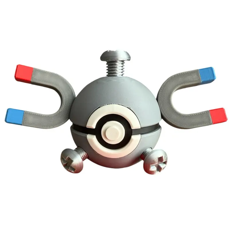 Magnemite-Inspired 3D Printed Poke Ball Collectible Statue, Detailed Craft Room Accessories, Realistic Home Decor Figurine