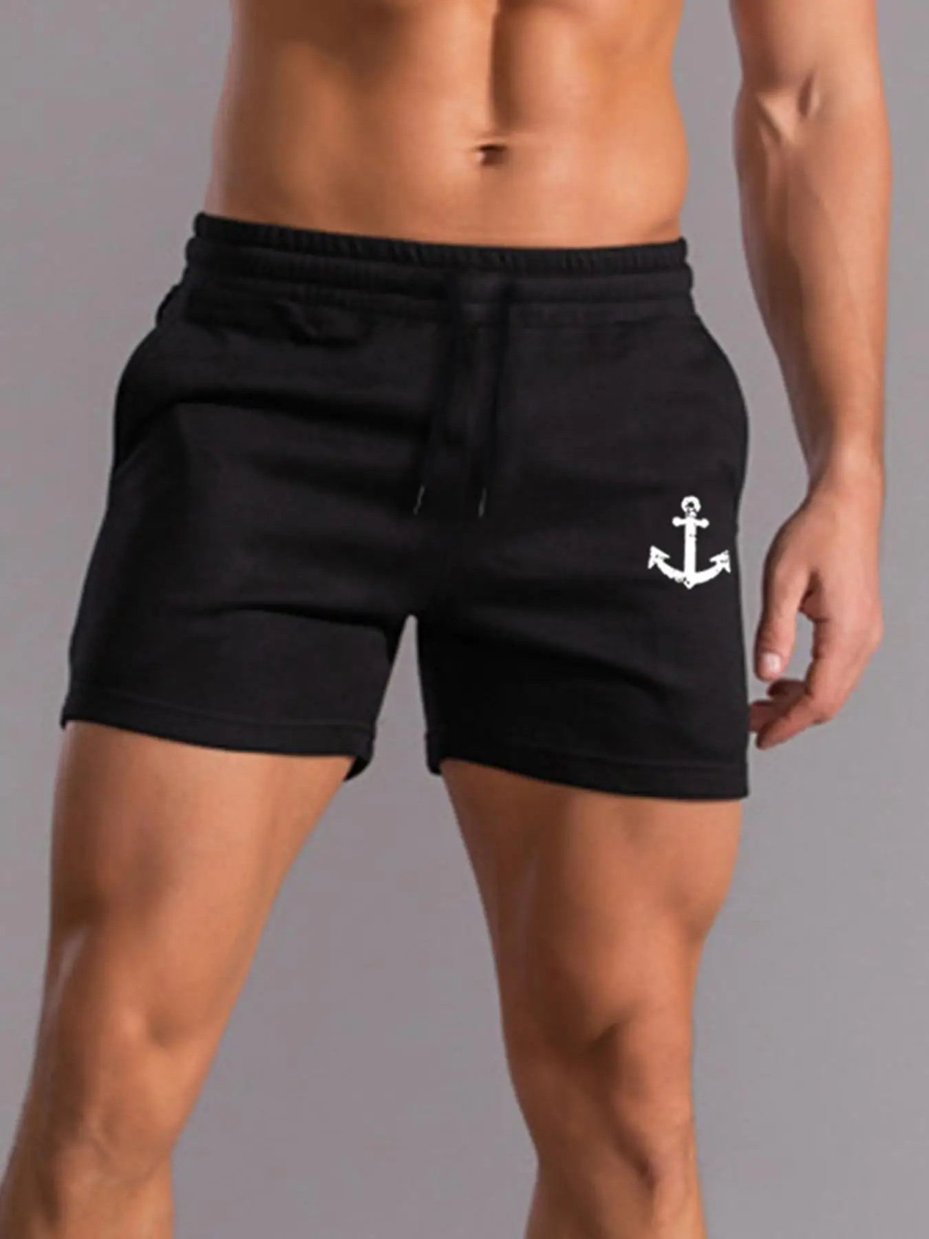 Men's Summer Clothes, Graphic Pocket Drawstring Shorts, Fashion Regular Fit Elastic Waist Shorts for Summer, Men's Bottoms for Gym Workout Running Exe