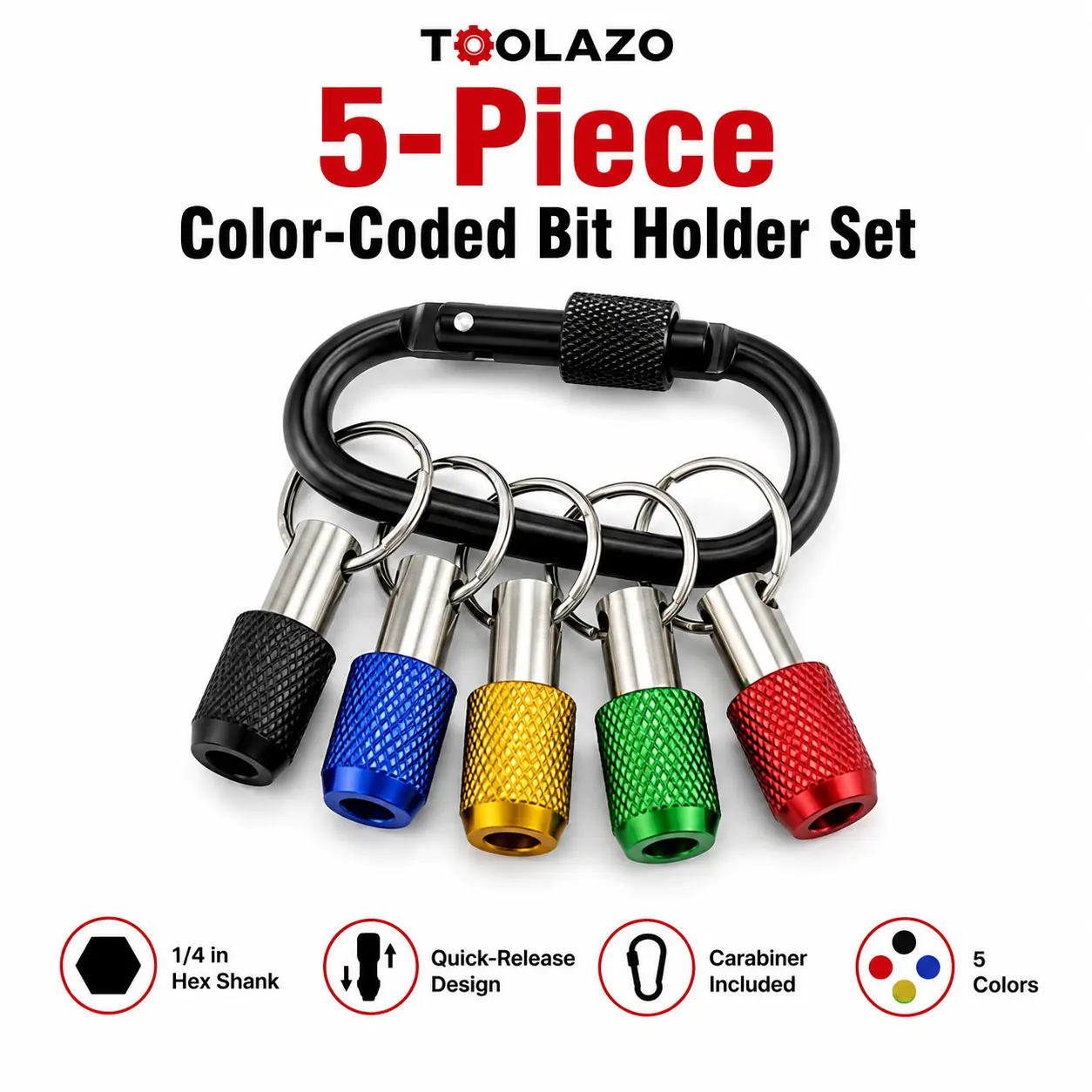 Metal Drill Bit Holder Kit with 1/4 in Hex Shank Quick Release Keychain Socket Adapter, Tool Upgrade, Fits Pocket or Tool Bag, Ideal for Home Repair, Garage DIY Projects