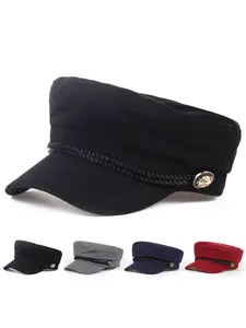 Unisex Beret Hat, Casual Fitted Design, Adjustable Plain Woven Fabric, Outdoor Sun Protection, Spring & Fall Travel Accessory