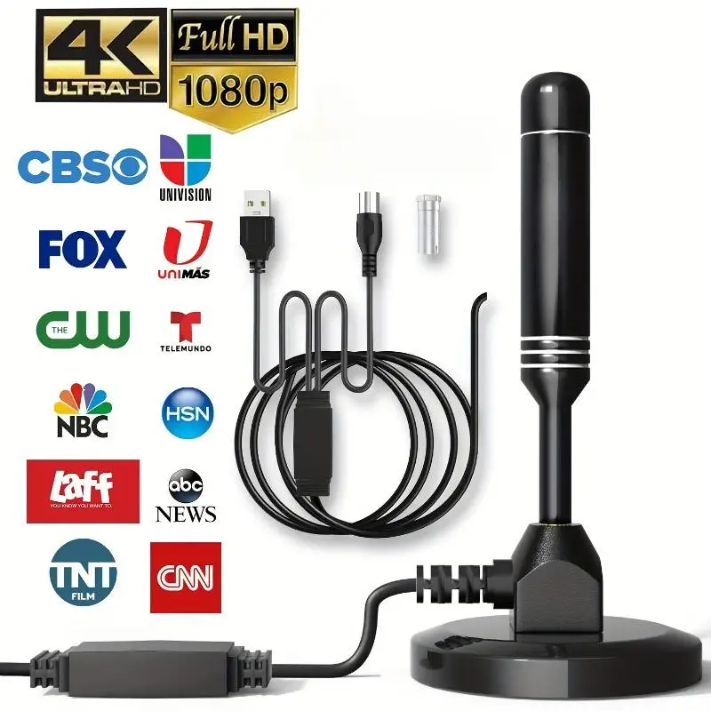 Long Range Digital TV Antenna-Amplified HD Digital TV Reception for Smart & Traditional TVs - Ultra-Compact, Magnetic Base, Supports 4K, 1080P & Fire