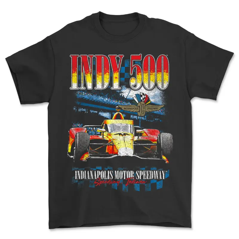 Indy 500 Retro T-Shirt, Distressed Indianapolis Motor Speedway Poster Tee, Vintage Racing Shirt Gift for Him and Car Fans