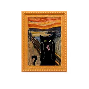 1PC/2PCS Cat Refrigerator Magnet, Screaming Kitten Series in Orange & Black, Funny Wooden Fridge Magnet Decor, Cute Kitchen Office Accessory, Unique Holiday Gift Idea