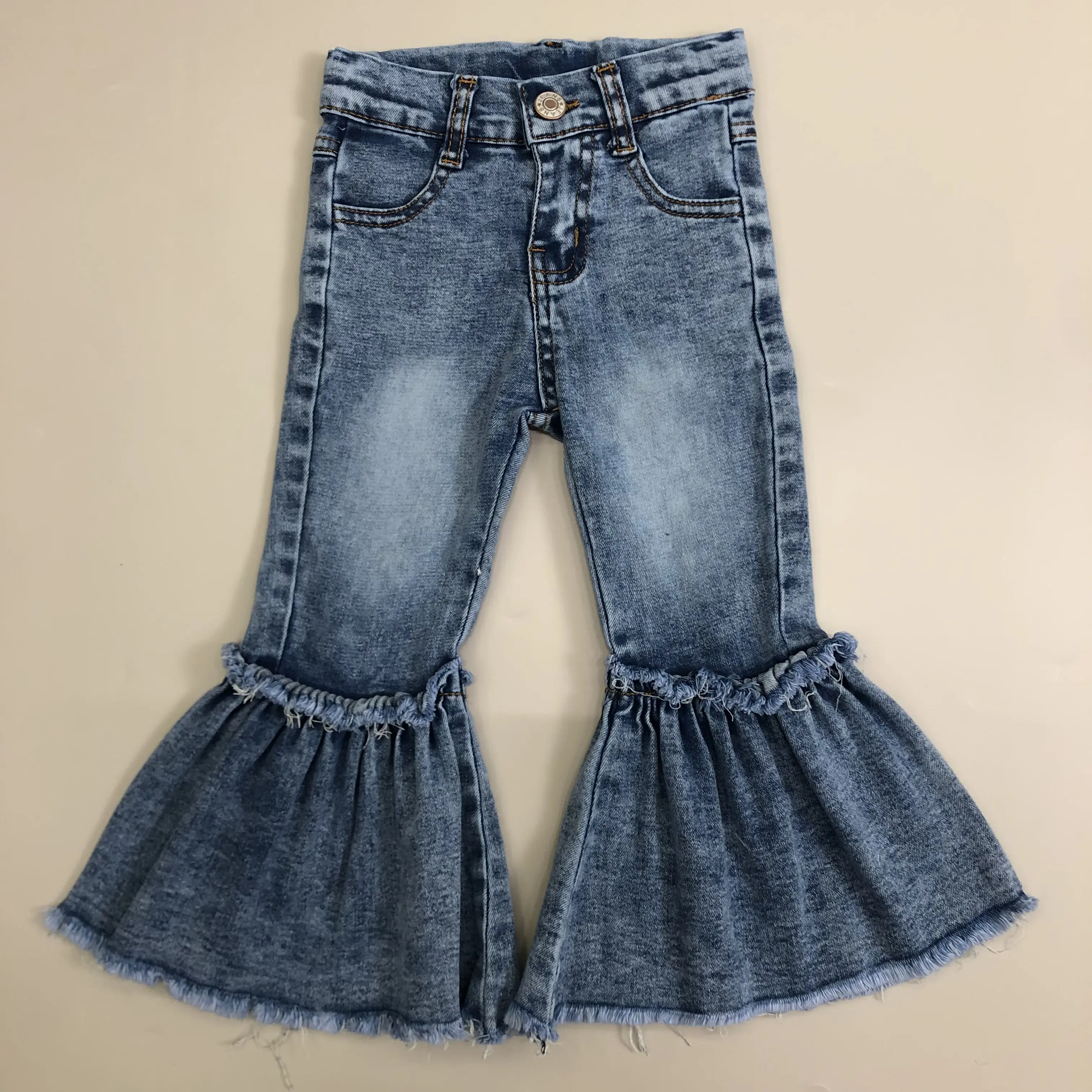Girl Bell Bottom Jeans Girl Winter Pants Jeans girl denim pant toddler jeans Ruffles party wear Adjustable Waist
