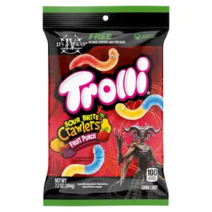 Variety Pack Trolli Sour Brite Crawlers Candy, Fruit Punch, Sweet and Sour, Gummy Worms, 7.2 oz for Back To School, Halloween, Holiday, Valentine's Day