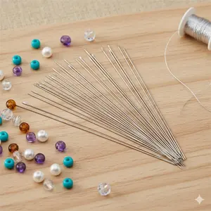 Stainless Steel Beading Needle Jewelry Making DIY Kit Large Eye Anti-Rust Durable for Fine and Thick Threads Hand Sewing Craft Supplies Tools