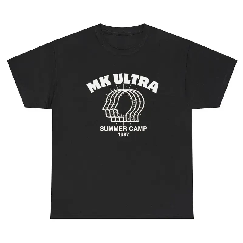 Women's Short-Sleeve Casual MK Ultra 1987 Summer Camp Graphic T-Shirt, CIA Conspiracy Political Humor Top
