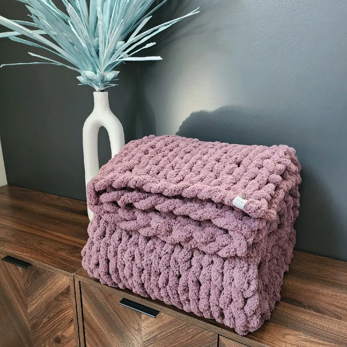 Handmade Chunky Knit Chenille Blanket - 50x65 - Soft and Cozy