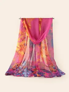 Women's Floral Print Scarf, 150cm Polyester, Fashion Accessory, Casual and Stylish, Perfect Gift, All Seasons, Loose-Fitting, Casual Soft Scarf