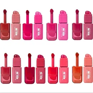 Beauty Creations Kiss Me Liquid Gel Tint Infused with Jojoba, oil and squalane, gel texture lip tint, Silicone lip blender, Smudge-Proof,  Lightweight and hydrating, sher and Buildable, Long-Lasting.   Gloss Lipstick Lipglos Lip tint Cosmetics Kit
