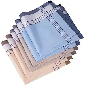 Men's Handkerchiefs,Classic design,100% Cotton Hankies,Pack of 6 (style 1)