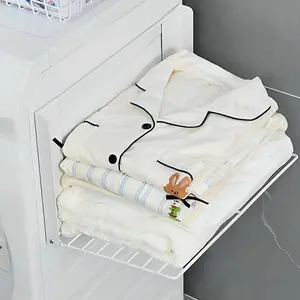 Magnetic Multi-Purpose Organizer Shelf – Space-Saving Side Storage for Washing Machine, Fridge & Bathroom, Folding Towel Rack for Laundry Room & Camper Sink Area – White