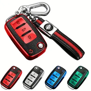 electric dipstick [TPU Key Cover] Volkswagen TPU Car Key Cover Case with Keychain | for Tiguan Passat B5 B6 B7 Golf Jetta MK6 Octavia