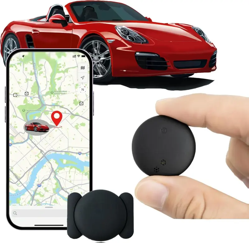 GPS Tracker for Vehicles - Car Tracker Device Hidden for Vehicles, Real-Time Mini Tracker Device for Vehicles, No Monthly Fee Subscription No SIM Card Required(Available for Android and iOS) (Black)