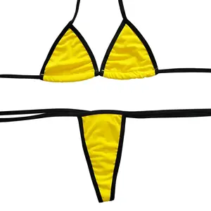 Women Sexy Three Point Thong Bikini 2pcs Triangle Cup Swimsuit Bikini Bottoms Female Bandage Bikini Beachwear Traje De BañO
