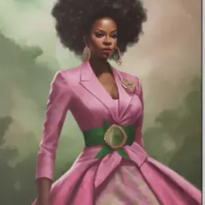 African American Pink and Green Midjourney watercolor wall art Decor Painting Poster Decoration Photo Artistic