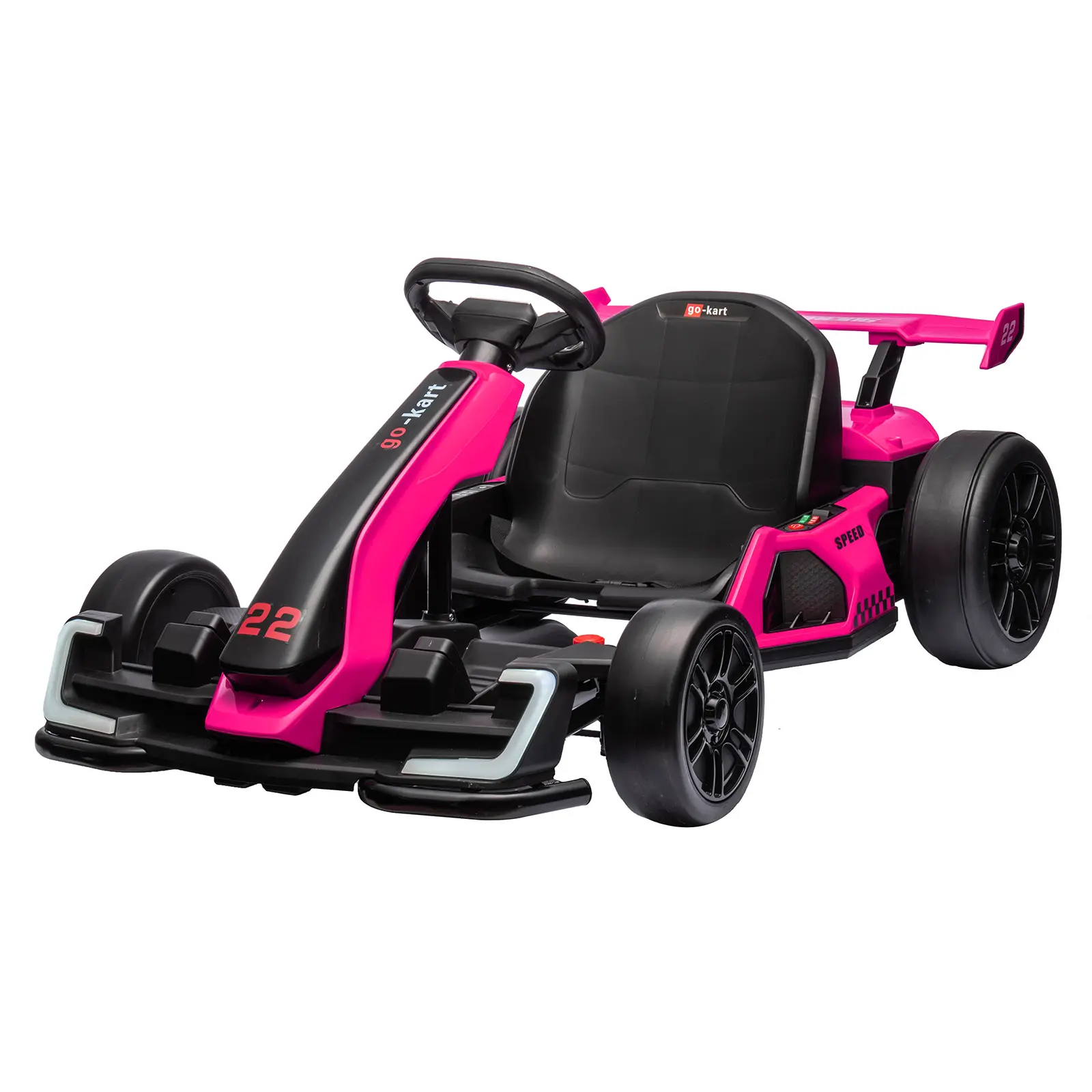 Garvee Pink 24V Drift Go Kart With  Adjustable Seat Led Lights Music And Safety Belt Rose Red Durable