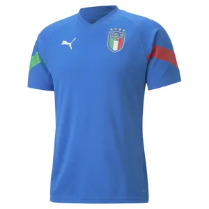 PUMA Mens Figc Player V Neck Short Sleeve Jersey Soccer Cleats  - Blue