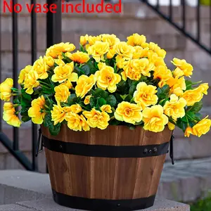 6 Counts UV-Resistant Artificial Camellia Flowers, Vibrant Low-Maintenance Outdoor Potted Decor for Porch, Patio, Balcony and Garden, Artificial Potted Flower