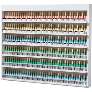 OmySalon Powder & Polish Rack - 6-Tier Double Nail Polish Organizer Wall-Mounted Salon Display Rack with Acrylic Barrier for Nail Salon Spa Home Beauty Studios (White)