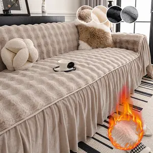 Luxury Sofa Cushion Cover, Bubble Bunny Fur, Anti-Slip Cat Scratch Resistant, Fits 1-4 Seater Sofas, Easy Clean Home Decor