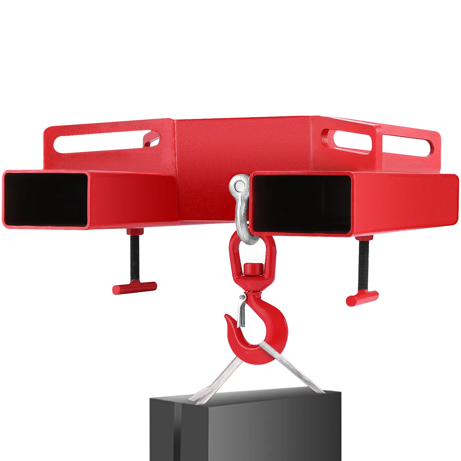 【BackToSchool】VEVOR 3-Tonne Carbon Steel Double-Fork Forklift Lifting Hook Attachment - 3t/3000kg/6600 lb Capacity, 360° Rotation, Powder Coated, Heavy Duty, Easy Install, Test Certified, Telehandler Crane Jib, Truck Accessory for Factory Industrial Job S