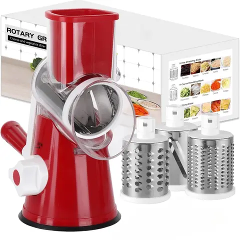 MIUVA Manual Rotary Cheese Grater - Stainless Steel Blade & BPA Free Plastic, 360 Degree Slicer for Cheese, Vegetables, Nuts, Easy Clean, Space Saving, Kitchen Essential Cookware Sets Tableware Sets Stock Up Value Pack Christmas Gift Utensils Smooth