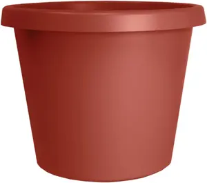 The HC Companies 12 Inch round Prima Planter - Plastic Plant Pot with Rolled Rim for Indoor Outdoor Plants Flowers Herbs, Clay