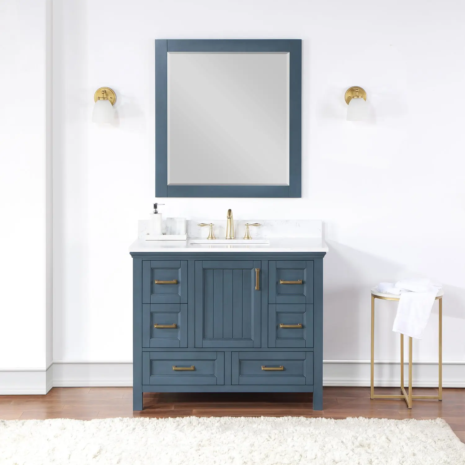Altair Design Isla 42" Single Bathroom Vanity Set in Classic Blue and Aosta White Composite Stone Countertop