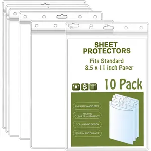 Sheet Protectors 10 Pack 8.5" x 11"  Resealable Zip Wall Sign Holder Page Protectors Clear Photo Plastic Sleeves for Documents, Photos, and Wall Sign Display