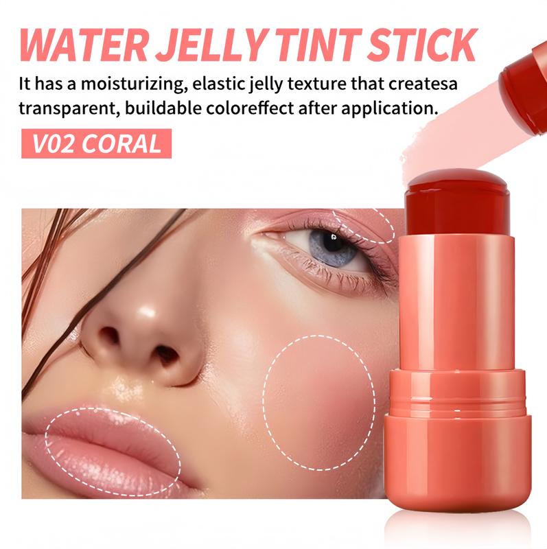 4pcs Jelly Blush Lipstick Makeup For Eyes Lips Cheeks Easy To Carry Multifunctional Clear Jelly Blush Stick Tinted Matte Cream Long Lasting Cosmetic