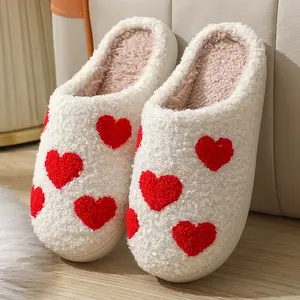 Fashion Unisex Stylish Casual Home Slippers with Heart Patterns for Men & Women Comfortable Synthetic Material Little Love