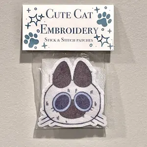 Cute Cat Embroidery Stick & Stitch Patches