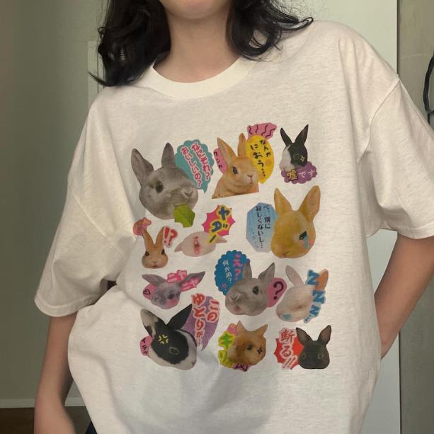 Y2K Bunny 90s Harajuku T-Shirt, Kawaii Rabbit Tee, Unisex Graphic Tees ...
