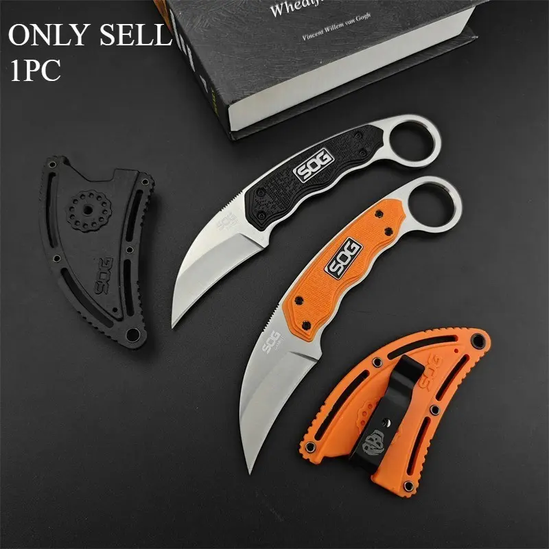 New High-Hardness Fixed-Blade Knife with Sheath 440C Steel Blade Nylon Fiberglass Handle Outdoor Camping Pocket Knife Portable EDC Survival Tool Camping Knives