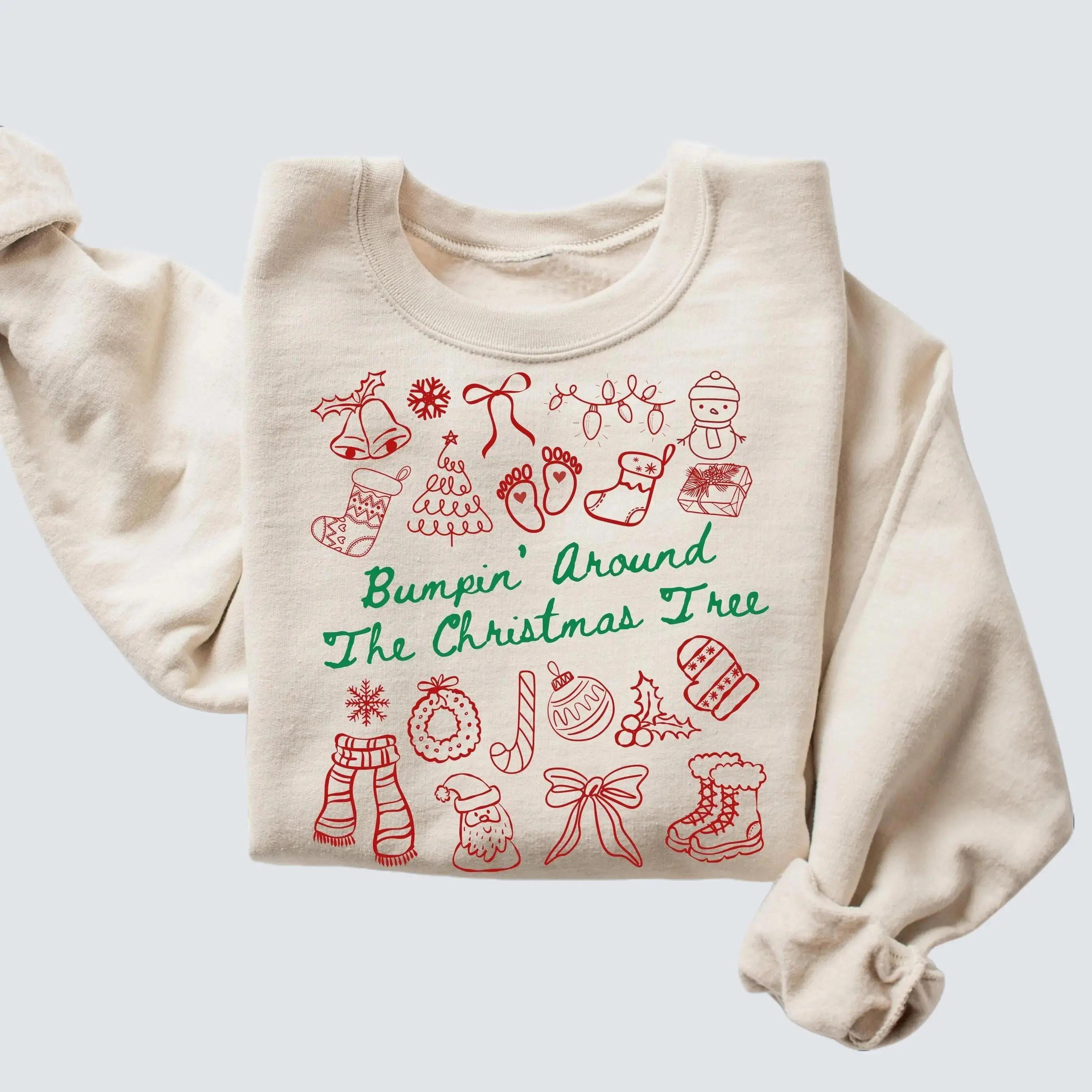 Christmas Pregnancy Sweater Funny Holiday Baby Announcement Coquette Christmas Maternity Sweatshirt Bumpin Around Expecting New Mom Gifts