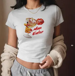 Man Eater Baby Tee – Bold Y2K Graphic Shirt for Women Who Own Their Power