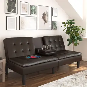 Mainstays Memory Foam Futon with Cupholder and USB - Versatile Sofa Bed with Modern Convenience