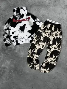 Men's Street Fashion Hoodie Set, Personalized Style, Knitted Hooded Sweatshirt, Waist Bag Pants, Casual Loose Fit, Winter Wear