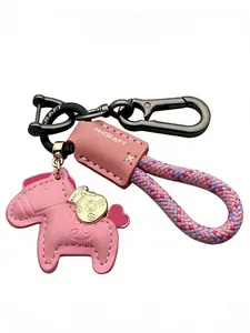 Horse Theme Keychain, Handmade Braided Rope, Luxury Car Accessory, Cartoon Style Couple Set, Fashion Accessories, Key Bag