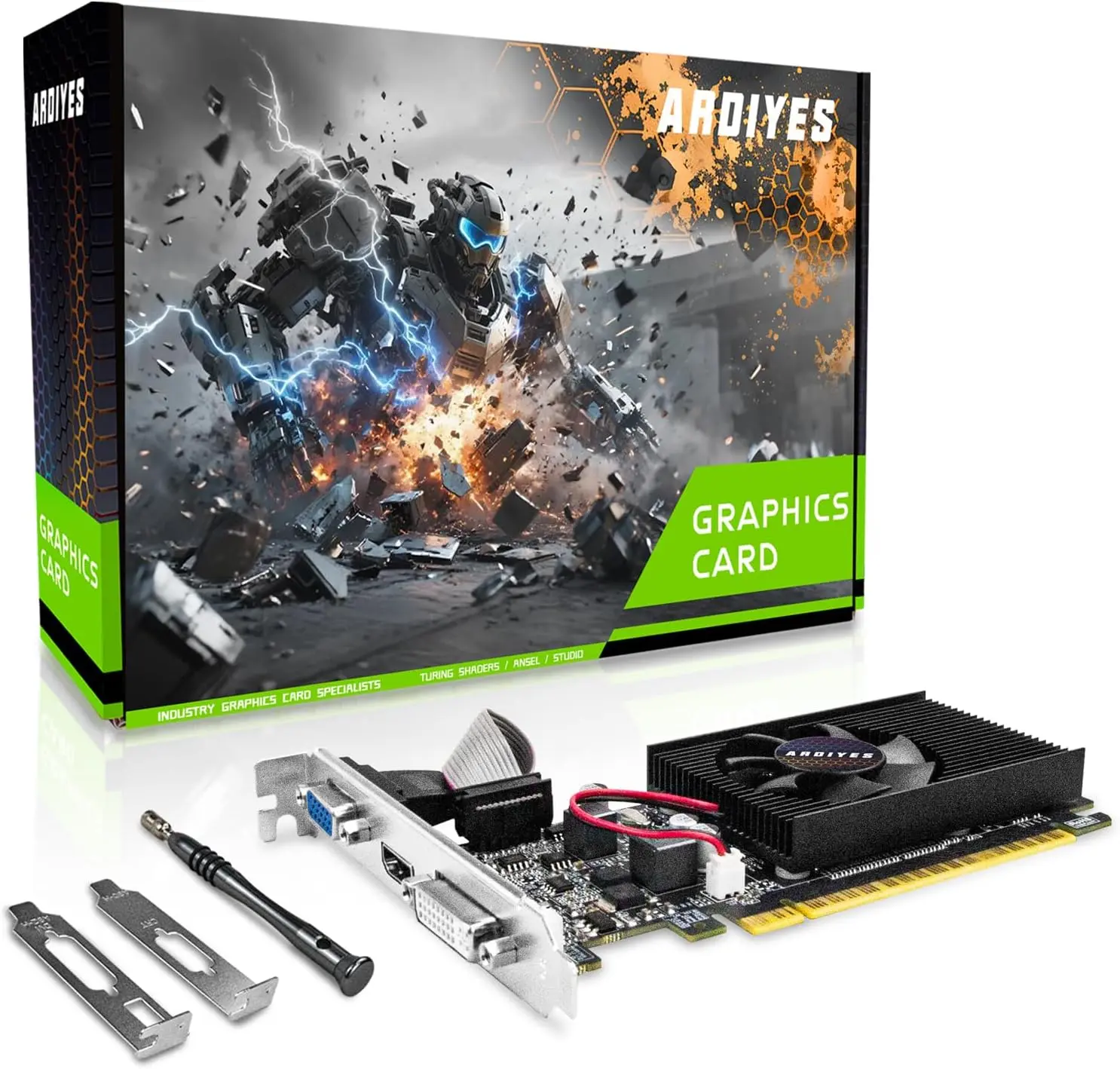 GT 610 2GB Graphics Card, 64Bit GDDR3 Graphics Card, DVI VGA HDMI Low Profile Graphics Card, Fanless Silent Design