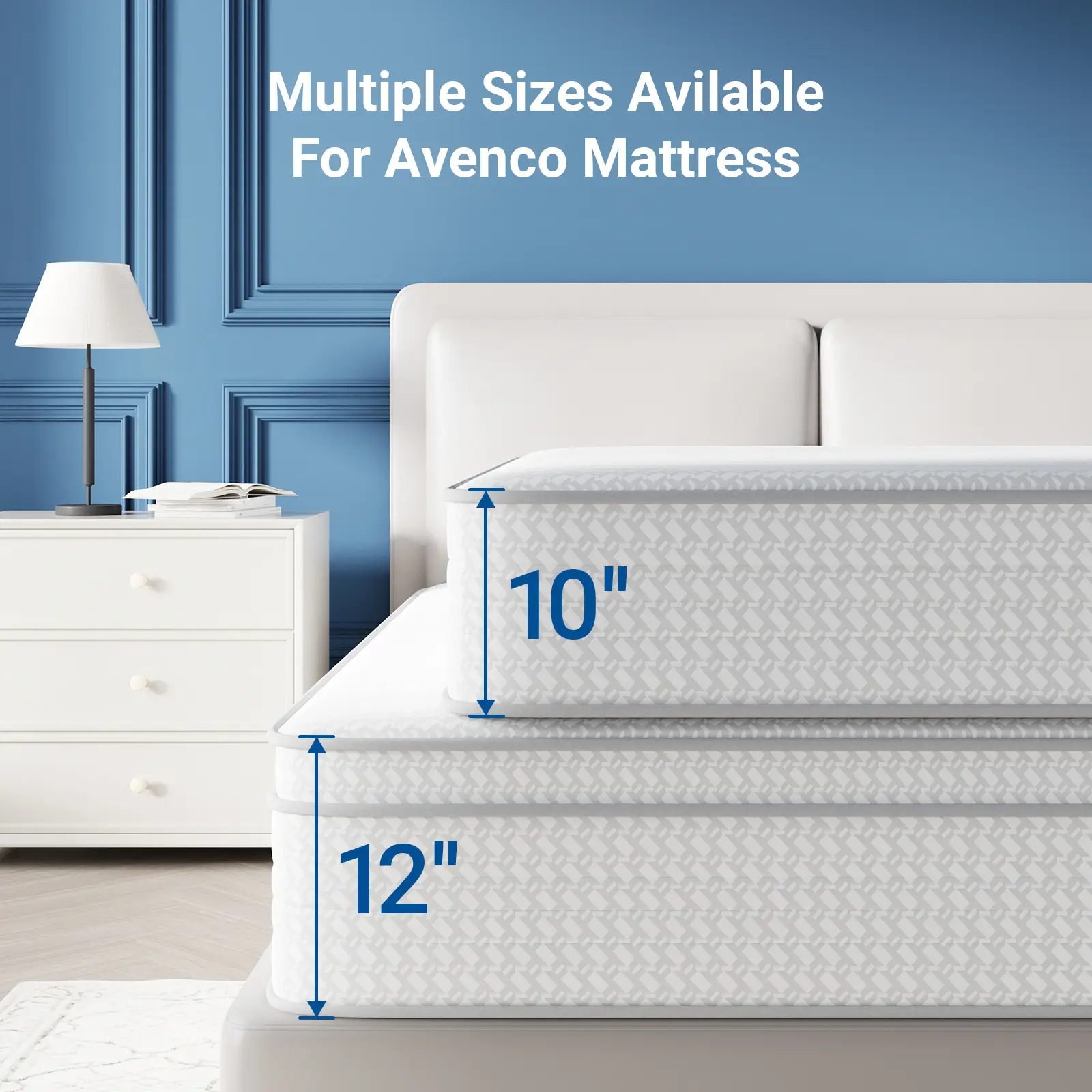 Fiberglass-Free-Full/Queen/King Hybrid Mattress,6/8/10/12/14 Inch-Perfect Balance of Softness & Firmness: High-Quality Mattress for All Sleepers & Bod