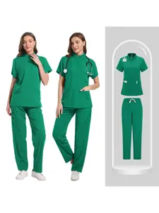 Ladies Beauty Salon Scrub Suit Maternity Center Workwear Pure Color Caregiver Uniform Comfortable Medical Outfit