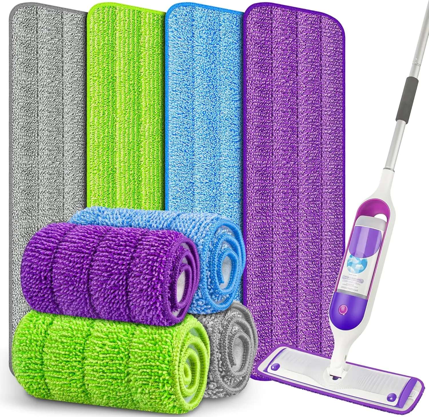 8 Pack  Mop Pads for Swiffer PowerMop, Power Mop Pads 15'' Microfiber Refills for Hardwood Floor Cleaning, Machine Washable Dry Wet Use for  Floor Types